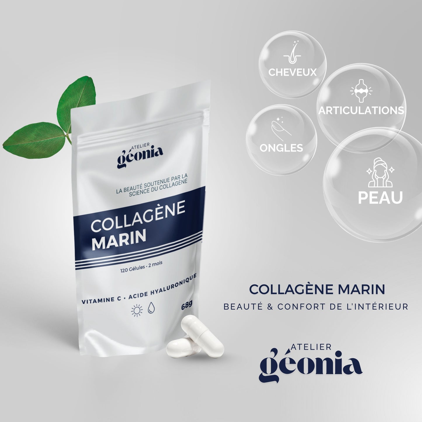 Atelier Géonia – Collagène marin avec Vitamine C & Acide Hyaluronique