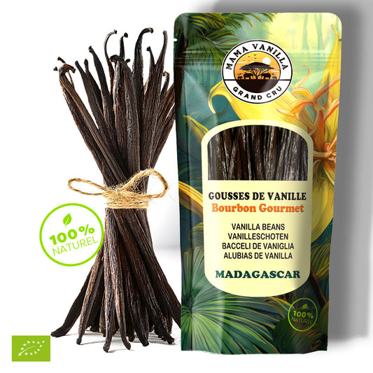 Vanille BOURBON Gourmet de MADAGASCAR Qualité A - 20 GOUSSES 18 cm - Millésime 2025