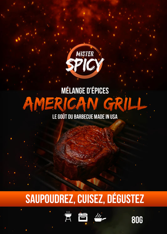 Epices AMERICAN GRILL -  80 g - Marinade Sèche & Épices – Sublimez vos grillades – Saupoudrez – Cuisez - Dégustez