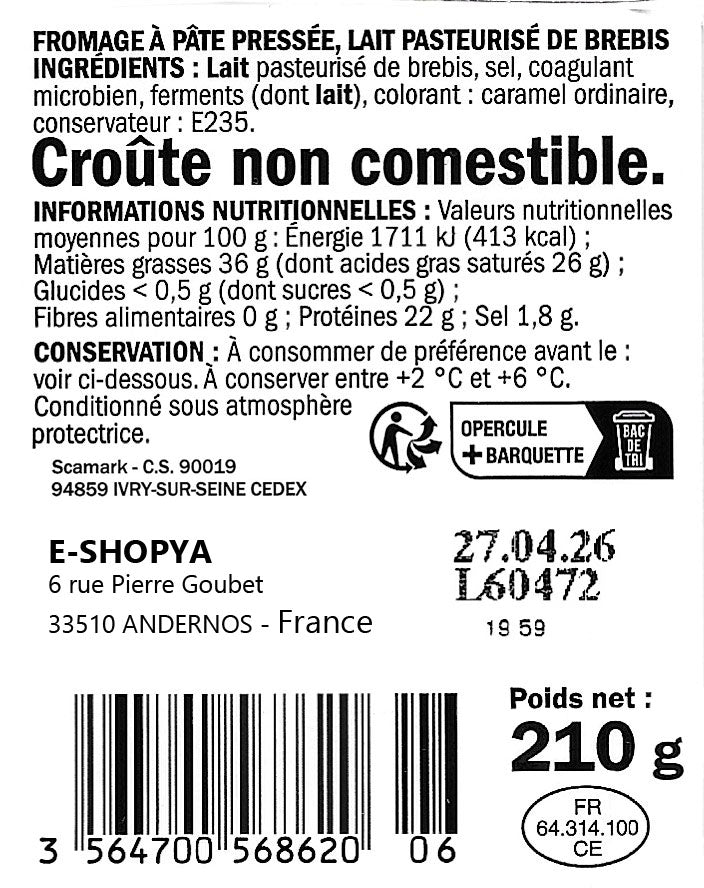 Fromage de Brebis à Pâte Pressée