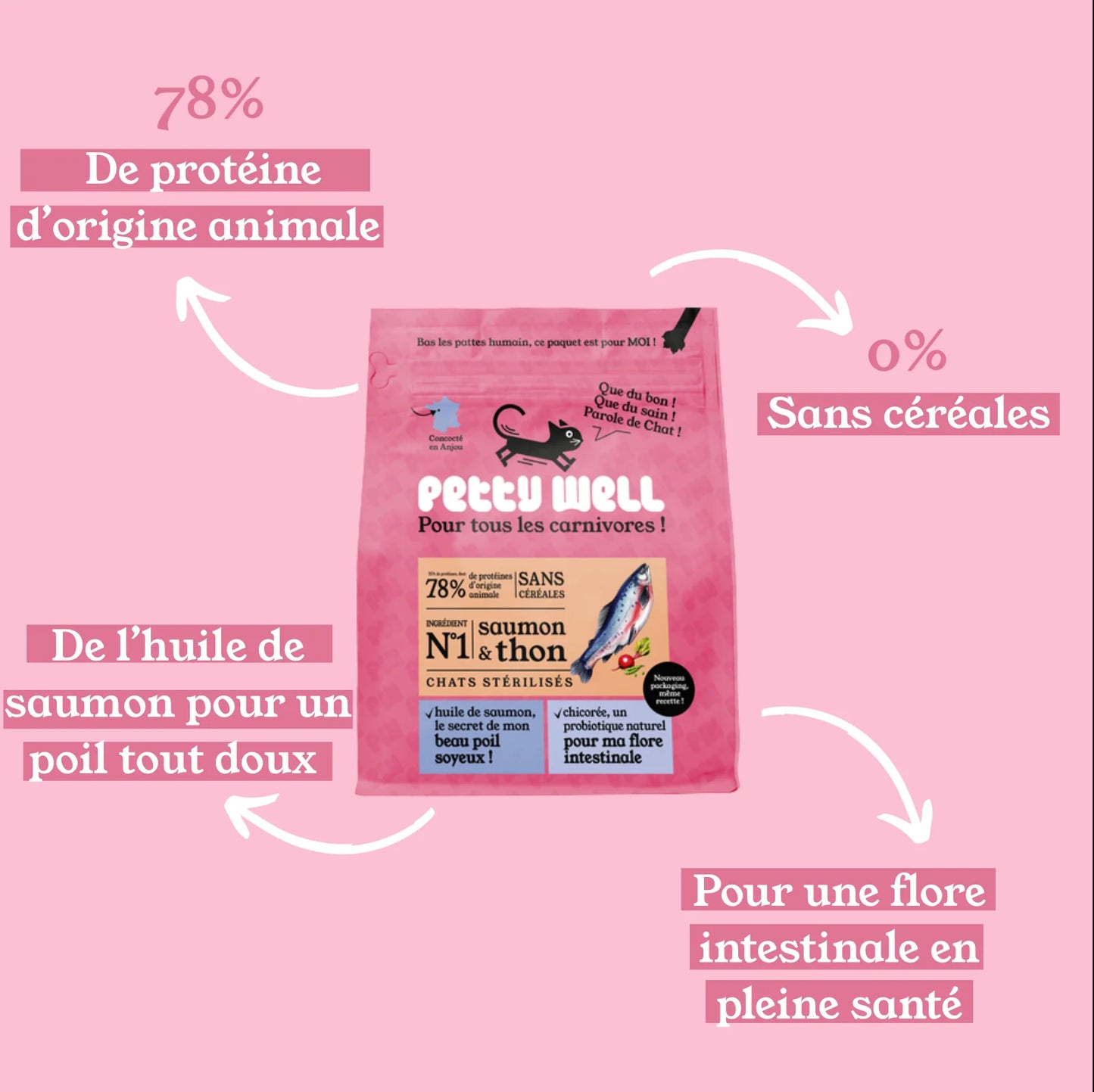 Croquettes Saumon Pour Chat Sans Céréales Ajoutées Fabriquées en France