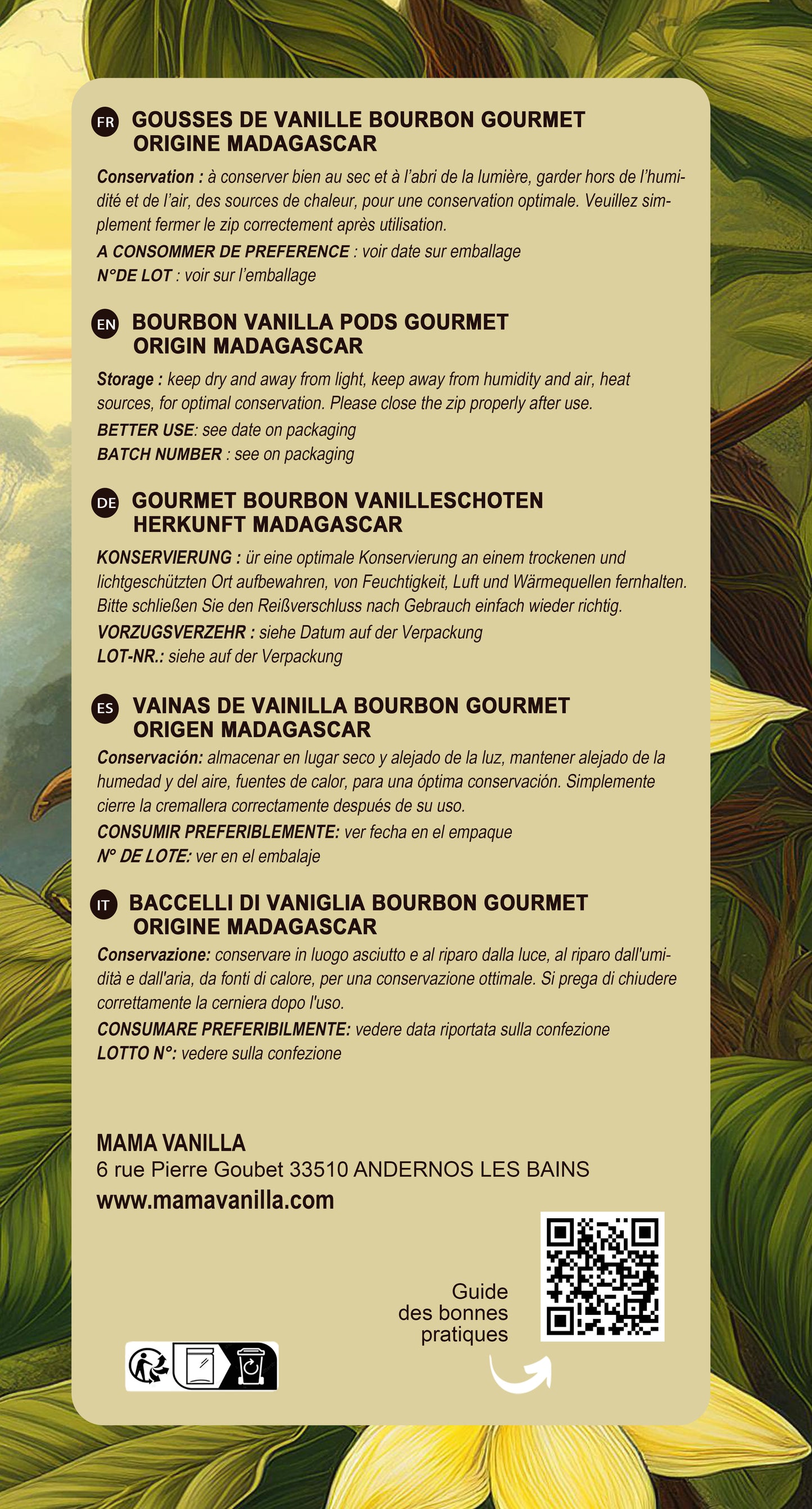 Vanille BOURBON Gourmet de MADAGASCAR Qualité A - 15 GOUSSES 18/20 cm