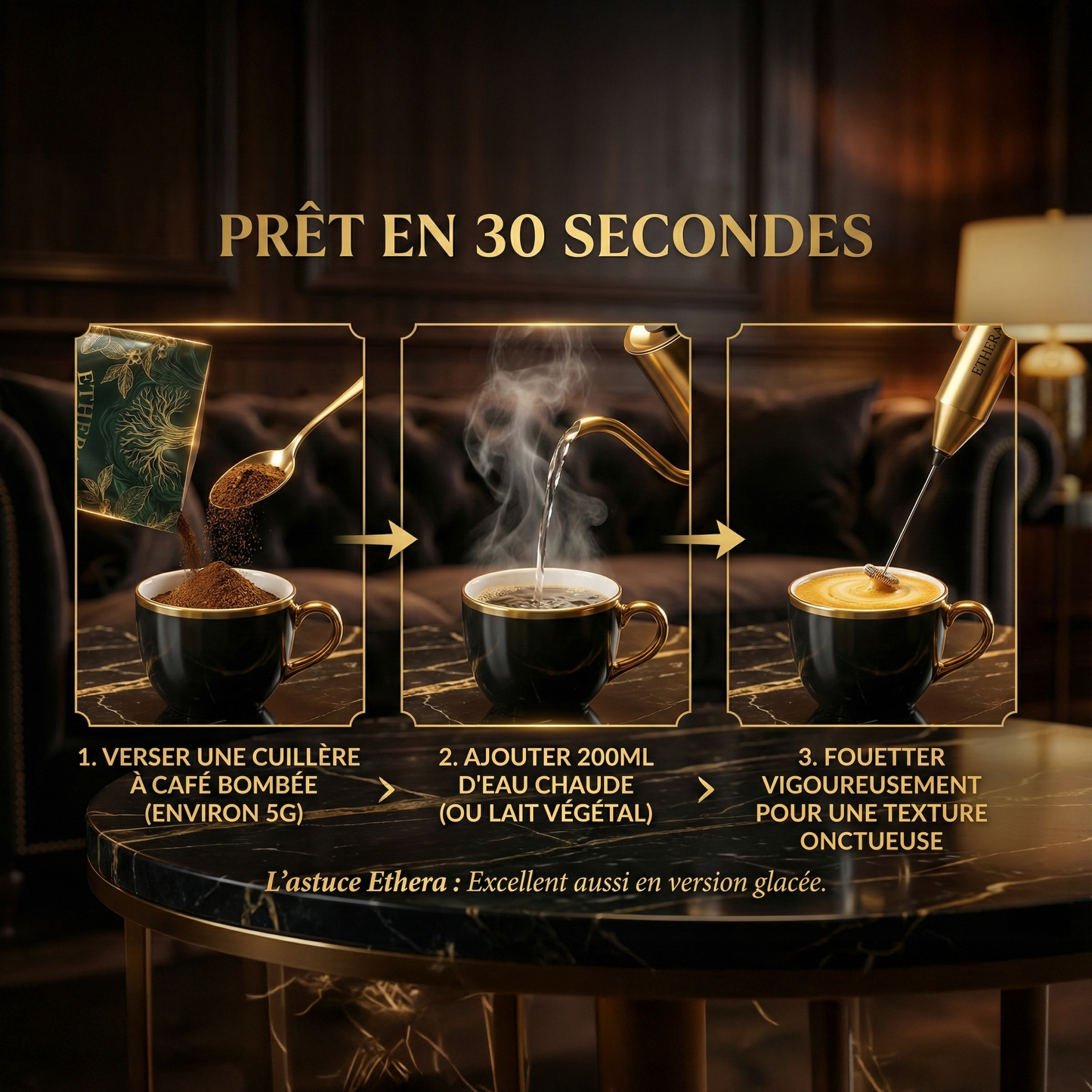 CAFE aux champignons adaptogènes et Ginseng – Vitalité – Concentration – Extrait en poudre de 100 gr soit environ 20 tasses