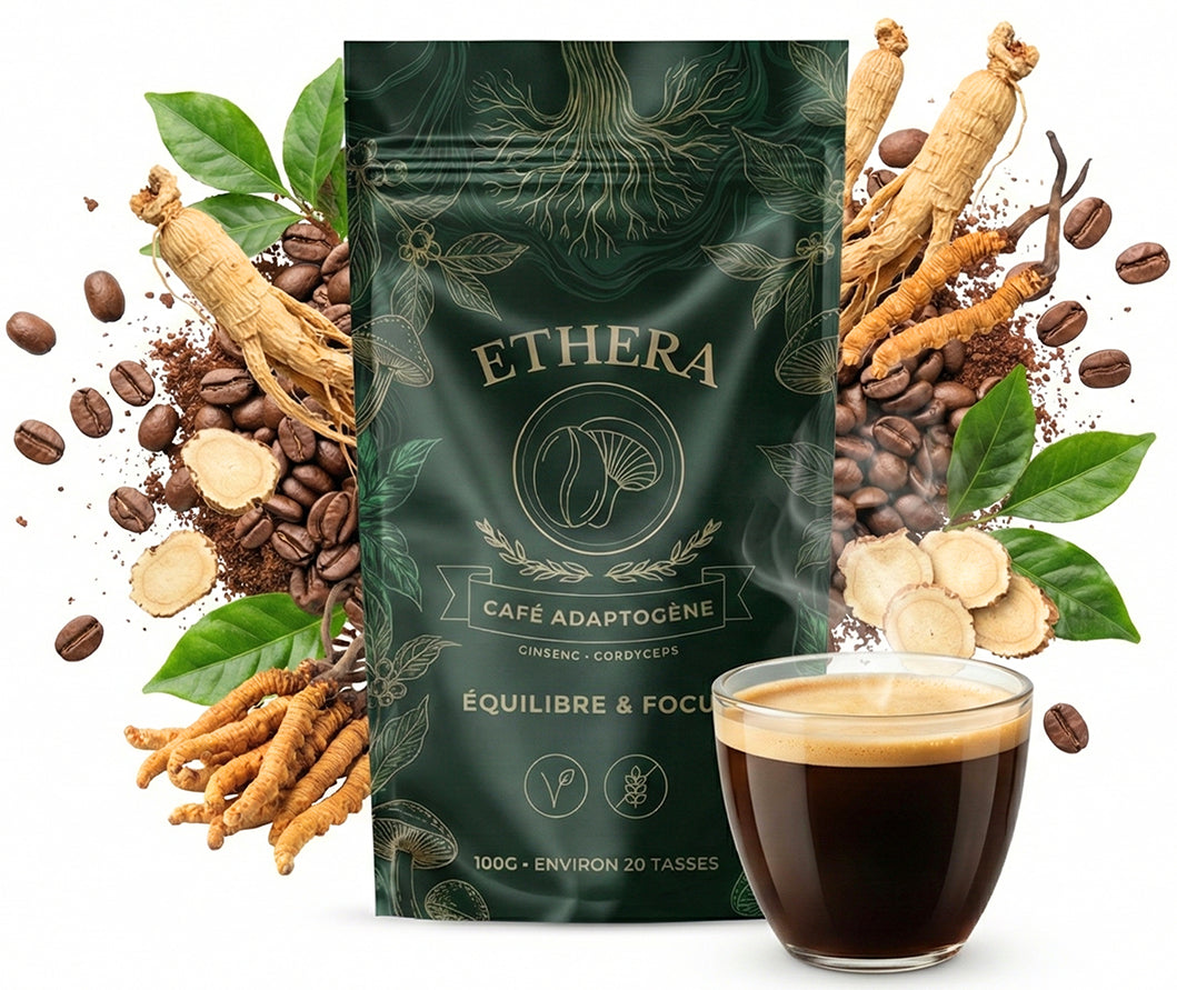 CAFE aux champignons adaptogènes et Ginseng – Vitalité – Concentration – Extrait en poudre de 100 gr soit environ 20 tasses